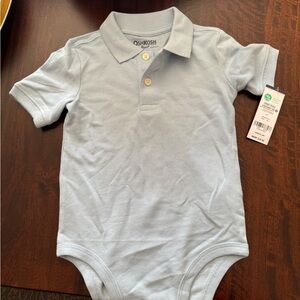 Oshkosh b’gosh 24m blue short sleeve polo style onesie nwt